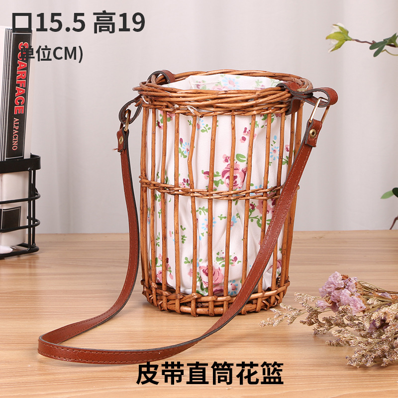 Encaje Mini encaje princesa cesta sauce Vine hierba olla tejida verde rosa flor niños foto cesta mano regalo cesta de flores de mano