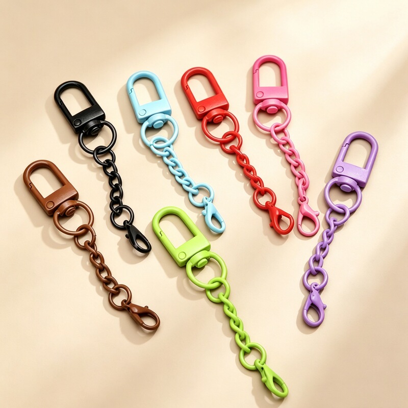 Colorful Door-Shaped Clasp, Four-Section Chain, Lobster Clasp, Handmade DIY Bead Accessories, Bag Keychain, Wholesale