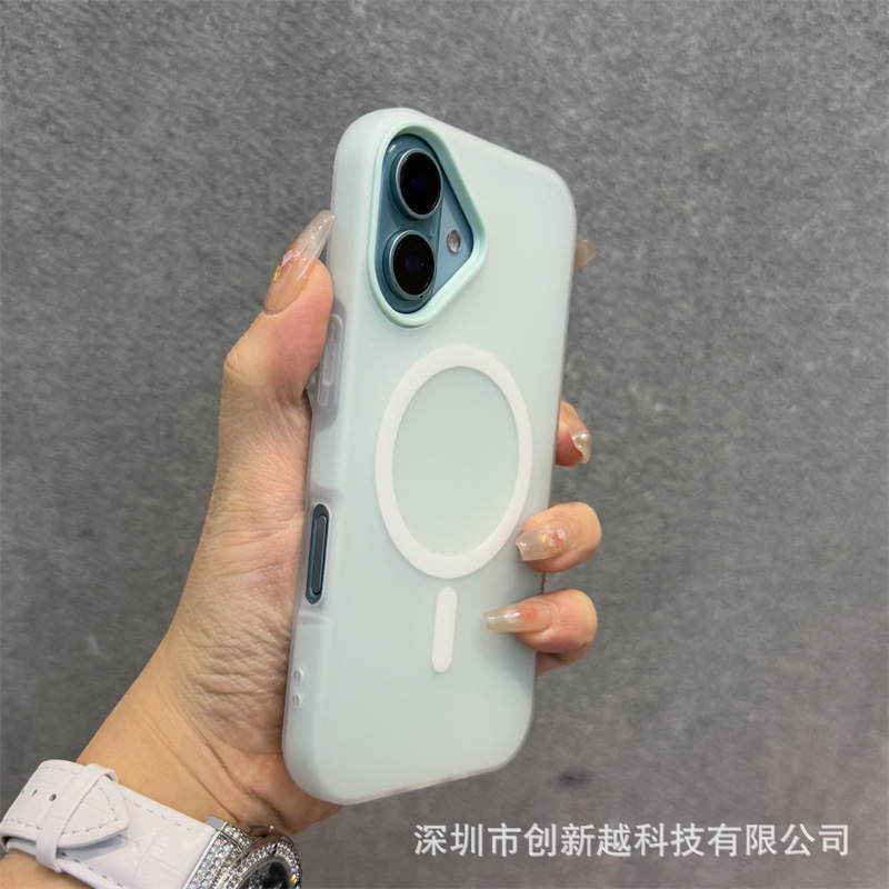 Apple 16promax ゼリー肌感触ツーインワン携帯電話ケース iPhone17 つや消し磁気吸引 15 ストラップカバーに適しています。|undefined