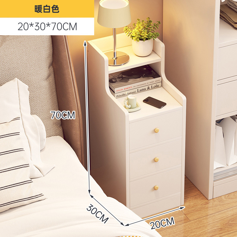 Mesita de noche simple y moderna, pequeño estilo crema, dormitorio, armario de costura, armario de almacenamiento, sala de alquiler, estante de mesa lateral ultra estrecho