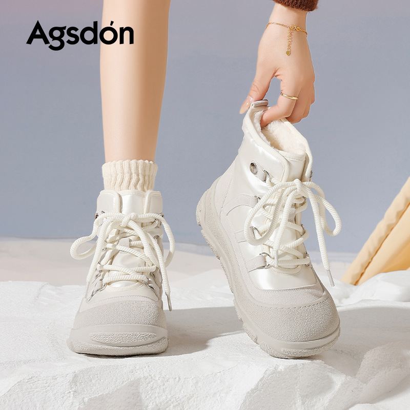 Botas de nieve de fondo grueso para mujeres 2025, invierno nuevo gran aspecto de zapatos de algodón grueso botas casuales cortas