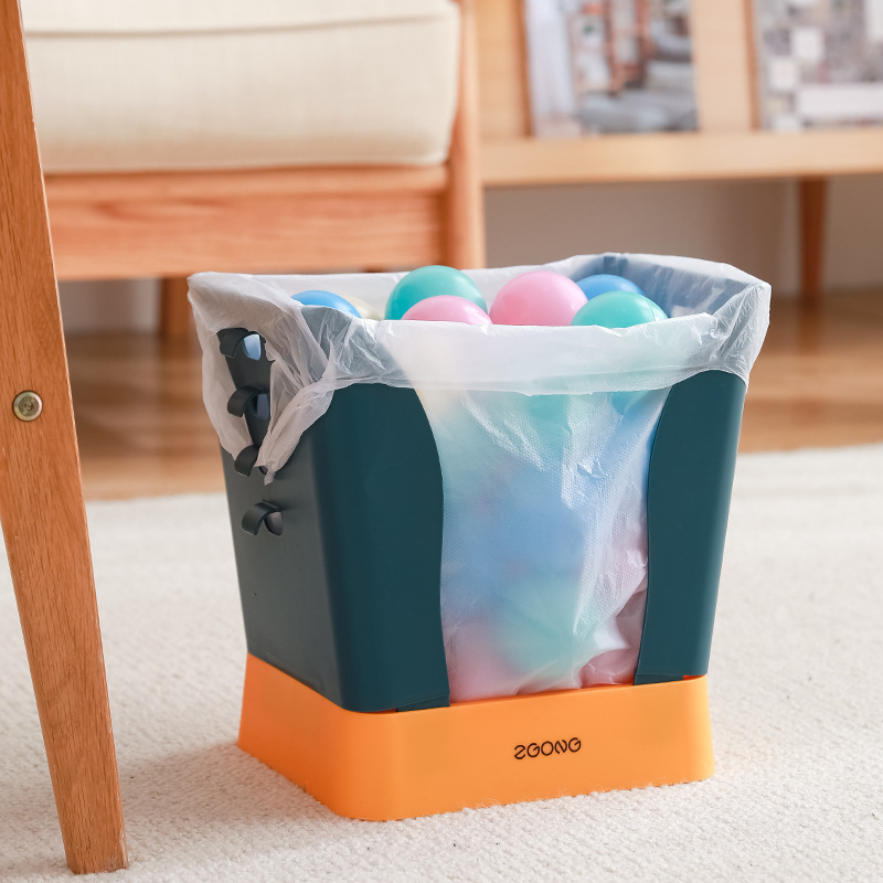 Expandable trash can with non-detachable trash bags, nine-level adjustable size, large-capacity sorting bin for home bathroom