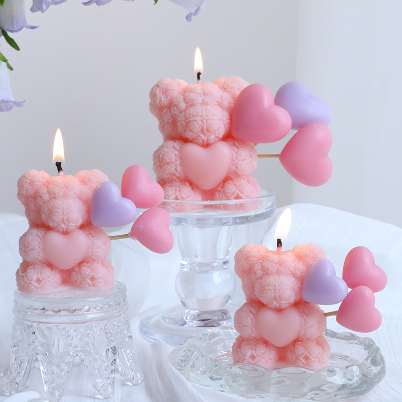 Exclusividad transfronteriza para el amor Vela de aromaterapia de oso rosa Vela de aromaterapia de atmósfera Vela de aromaterapia de dormitorio
