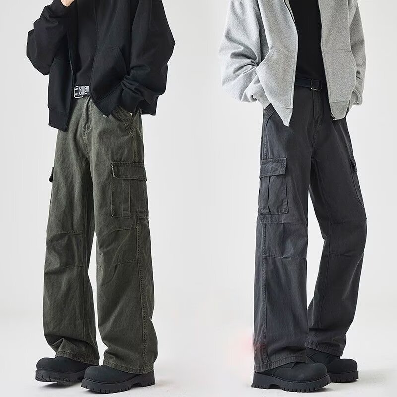 [Exclusively for Cross-Border Trade] American-Style Workwear Jeans for Men, High Street Trendy, High-End Feel, Loose Straight-Leg Long Pants