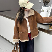 女童加绒外套秋冬款中大童装皮毛一体加厚上衣女孩冬季超好看上衣