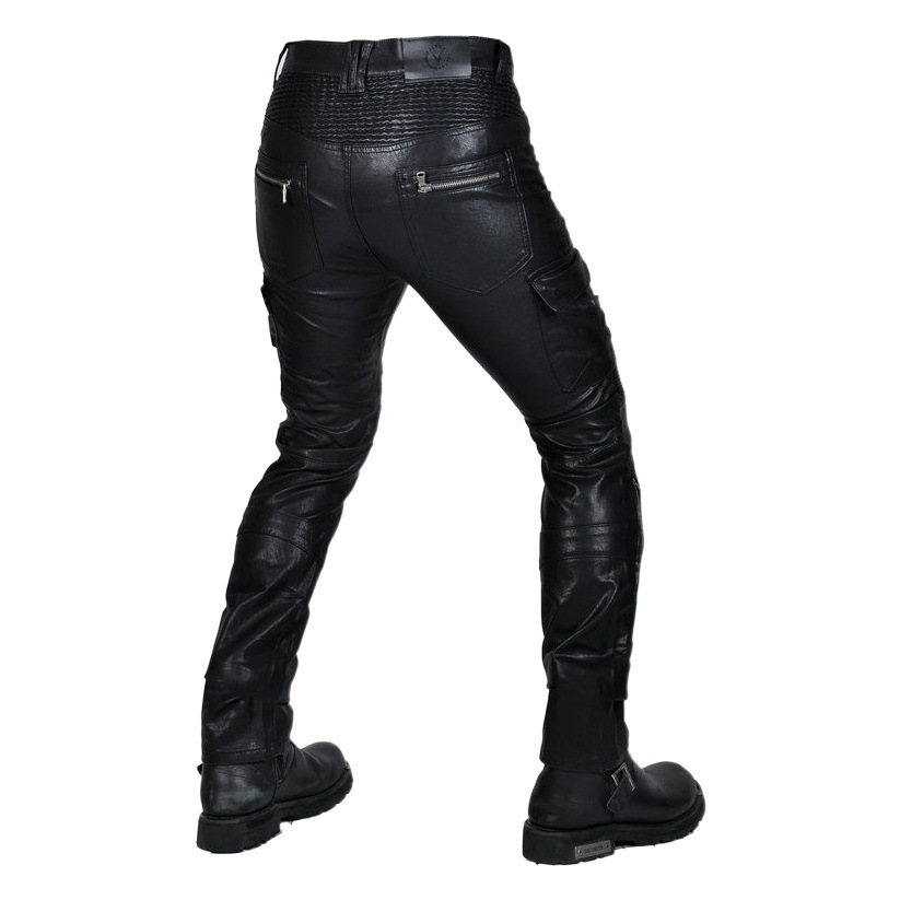 Pantalones de montar de motocicleta VOLERO para hombres y mujeres Knight motocicleta Slim pantalones de cuero casual retro resistente a la caída pantalones de cuero a prueba de viento