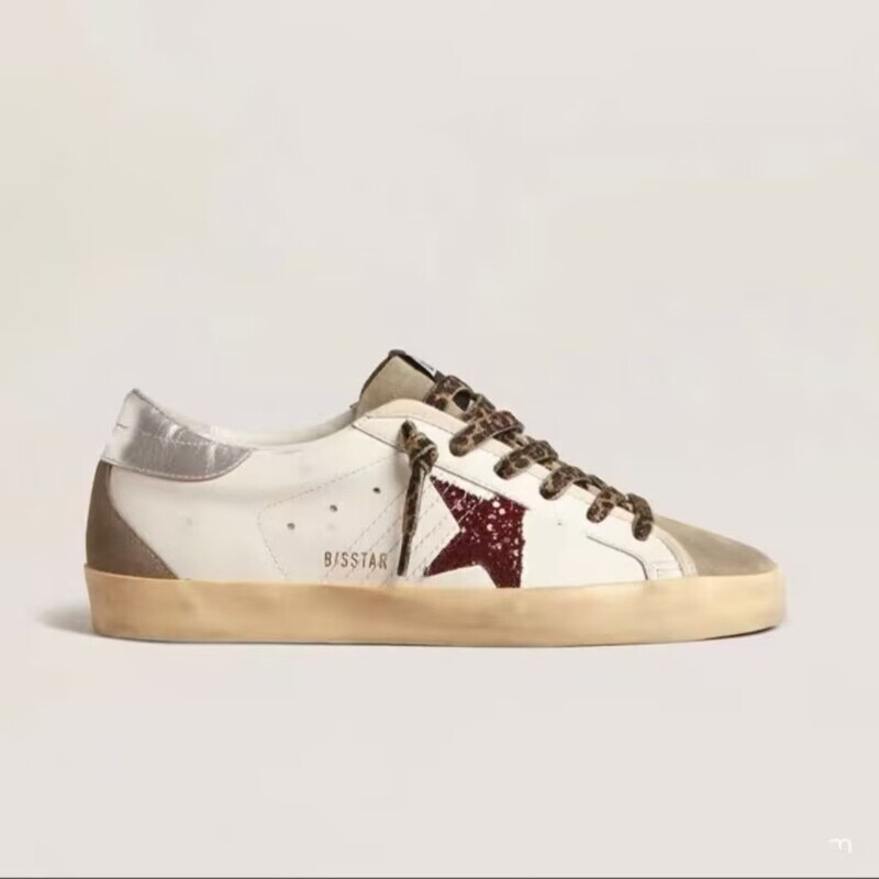In-Stock Korean g Brand Star-Patterned Distressed Sneakers, Vintage White Sneakers, Versatile Casual Shoes for Couples, Cross-Border Trade