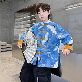 儿童装男童唐装国风汉服盘扣传统节日表演服春秋装新款男大童