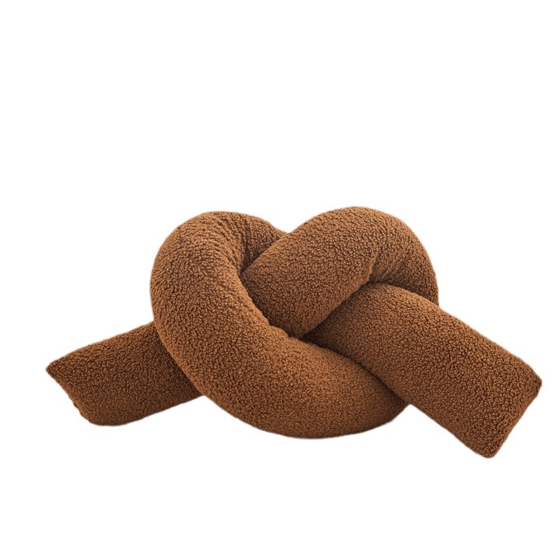 Almohada de peluche estilo Instagram de moda, linda almohada larga, almohada retorcible para sofá de sala de estar, cojín de dormitorio, almohada anudada.