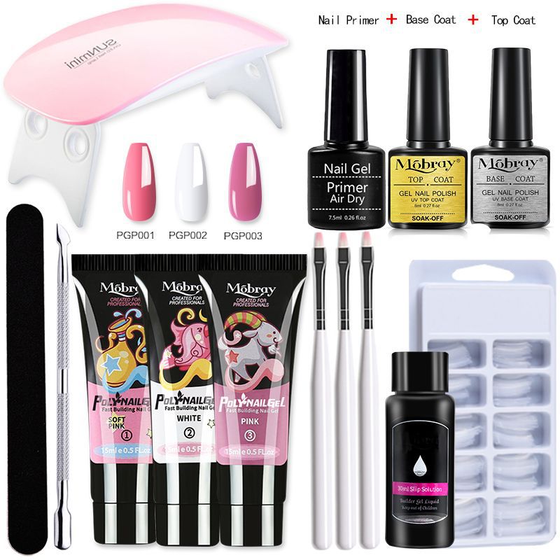AliExpress Amazon caliente poli gel uñas de secado rápido fototerapia pegamento multi-color Crystal extensión pegamento 15ml traje