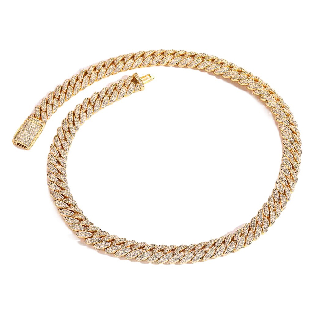 Europeo y americano hip hop collar joyería de los hombres 10mm doble fila circón burbuja cubano collar transfronterizo personalizado pulsera de los hombres