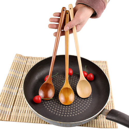 Wooden spoon with long handle, stirring spoon, 33-inch long wooden spoon, extended hot pot spoon, supply with Logo engraving