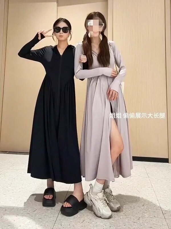 New Style Cool Summer Long Dress, Sun Protection Clothing, Uv Protection Hooded Jacket, Sun Protection Long Full-Body Silk Dress, Slim Fit Style for Women