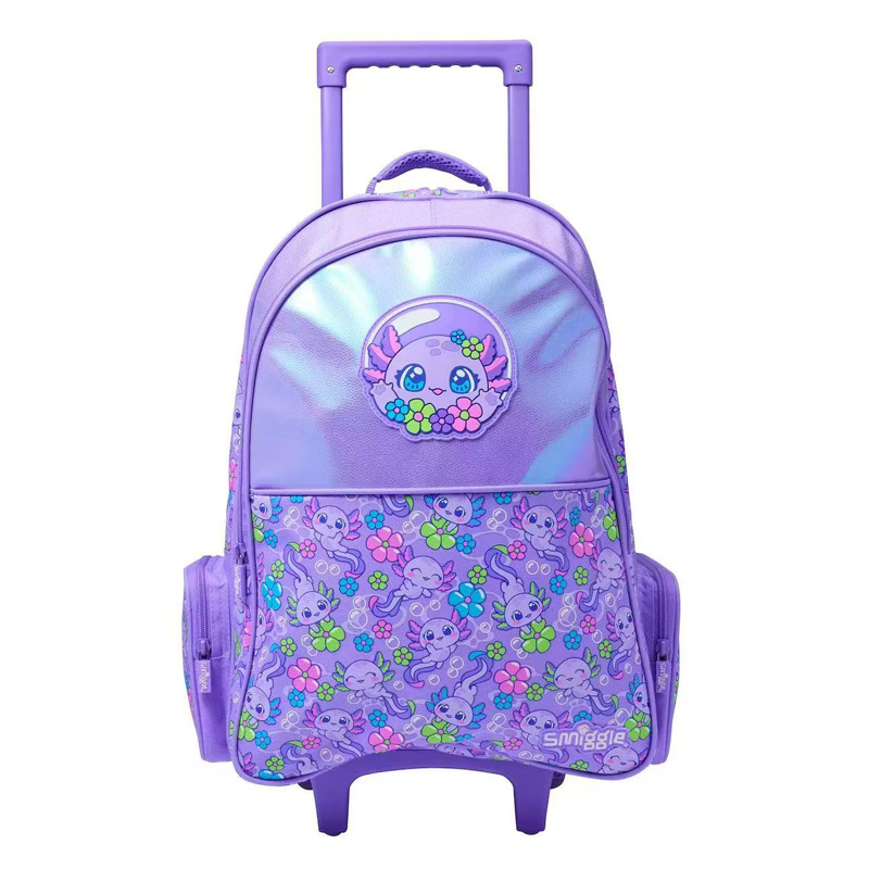 Mochila escolar con varilla de tracción de salamandra de burbujas moradas (45*32 CM)