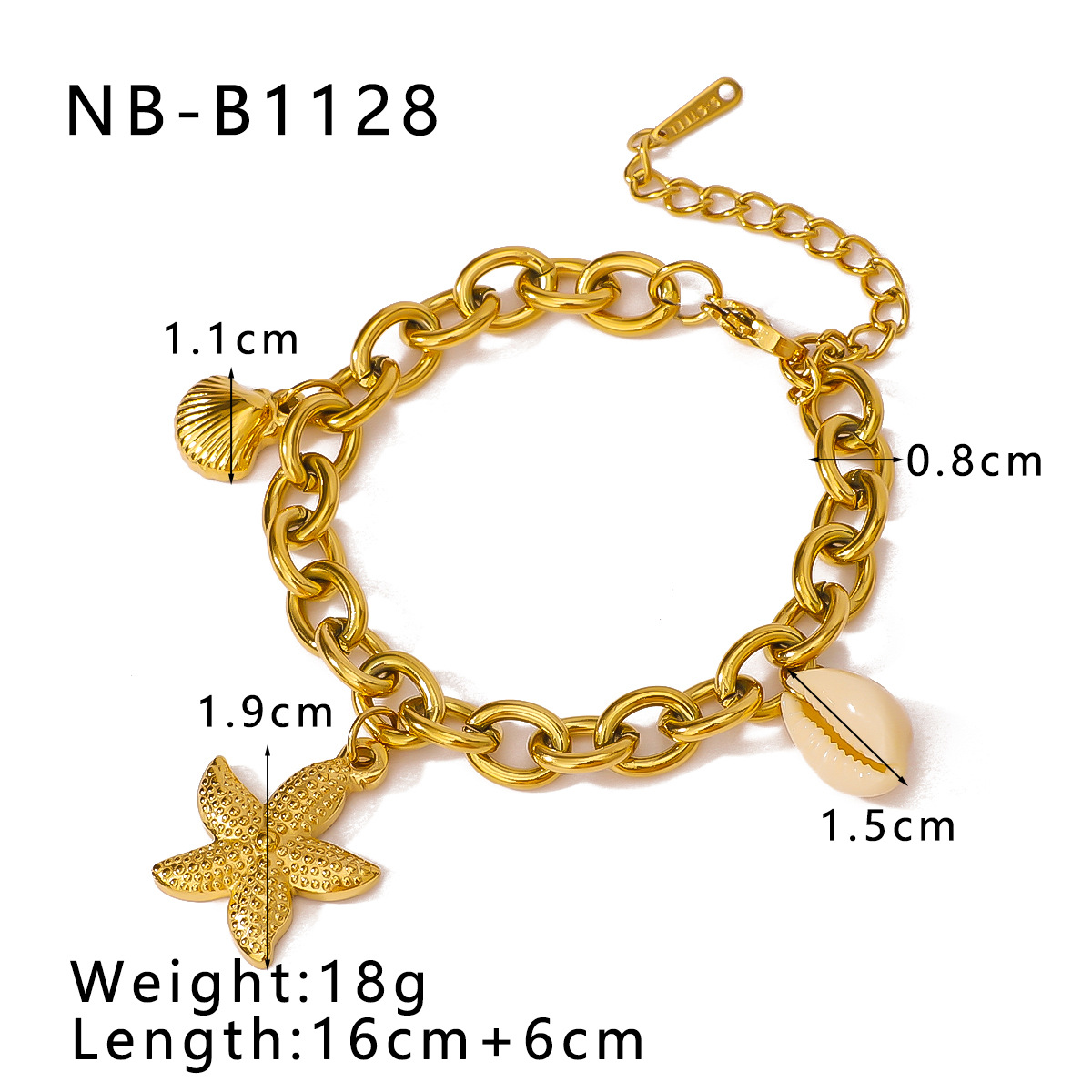 Women's Gender Marine Style Simple Style Starfish Shell 304 Stainless Steel Bracelets In Bulk