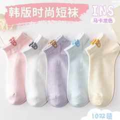 Cotton Socks Women's Short Socks Summer Thin Slip-On Breathable Mesh Net Women's Cute Student Summer Women's Style