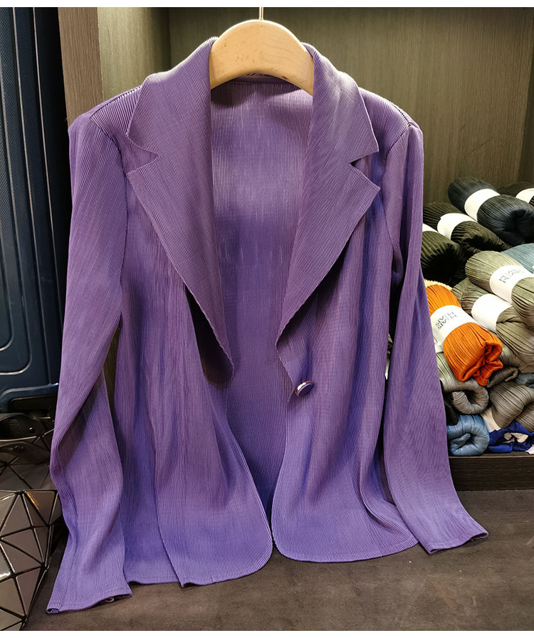Áo blazer nữ một nút xếp ly tay dài cao cấp mùa xuân hè — Màu tím, Màu đỏ hoa hồng, Màu hồng, Màu xanh lá chi tiết 20