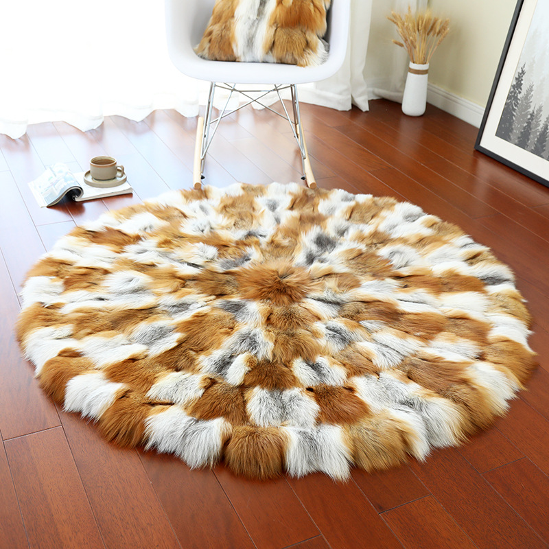 Carpet, 简哆哆 Car Carpet - sun-fox-natural-fox-fur-approx-48cm-diameter-seat-cushion