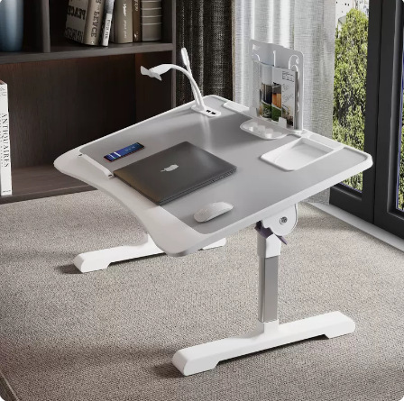Foldable Adjustable Height Desk for Bed, Study Desk for Bedroom, Office, Bay Window, Portable Student Computer Desk with Drawer