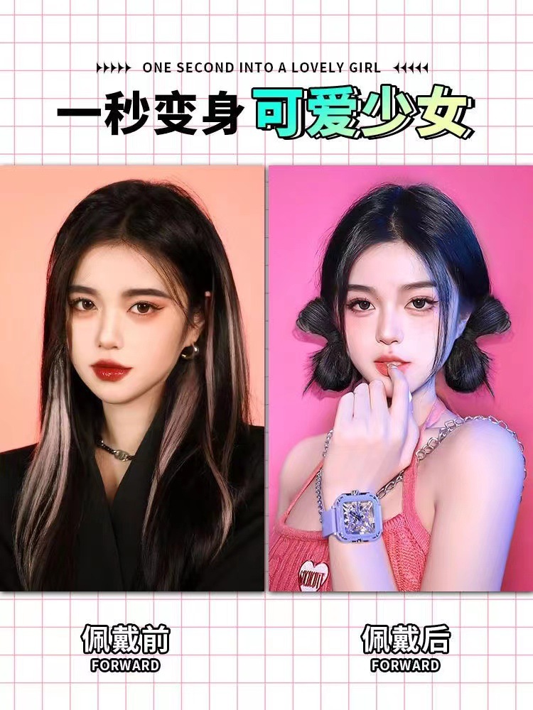 Bow-knot ball head wig hair clip female cute artificial hair hot girl lazy hair fluffy artifact wig hair ring