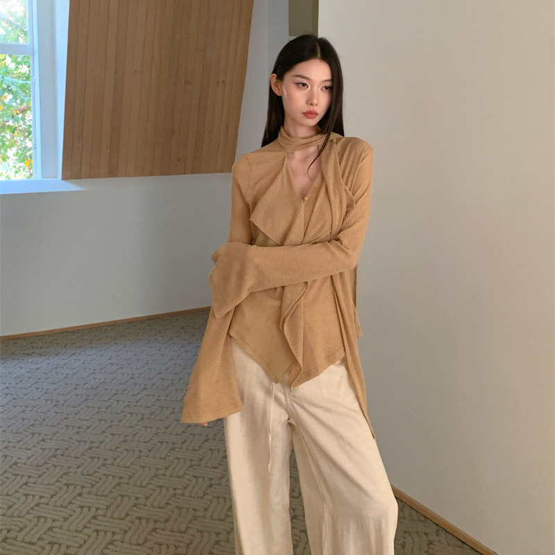 Women's Design-Sense Floating Sweater New Style Simple All-Match Lazy Elegant Top