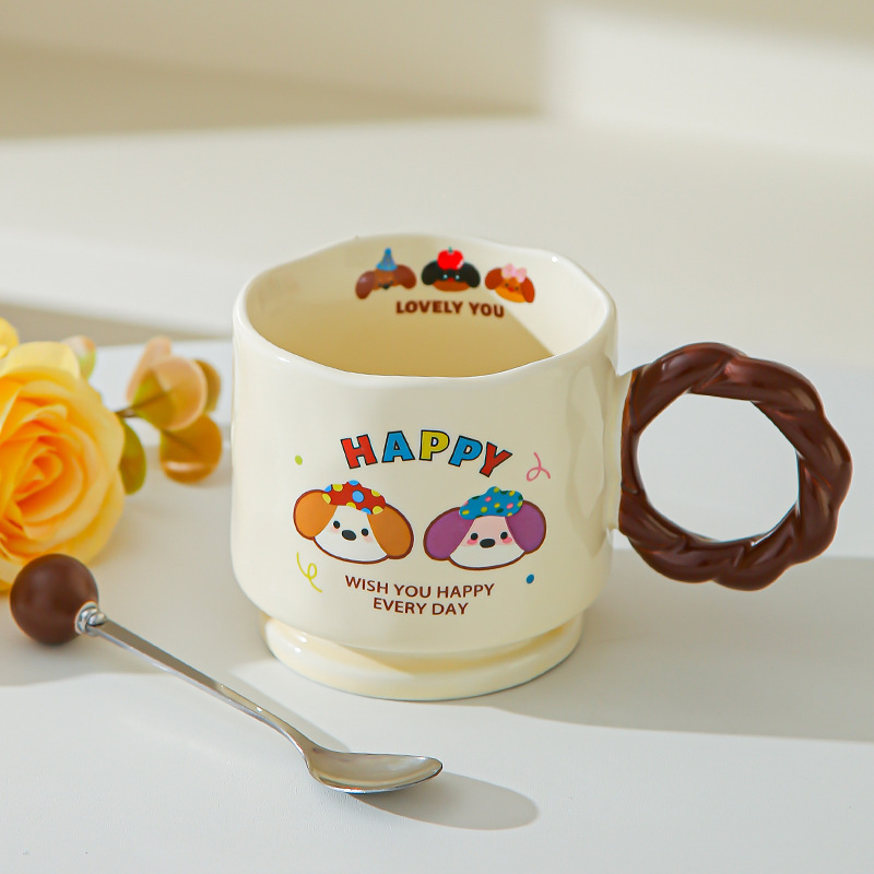 Creativo encantador dibujos animados taza de cerámica Boog taza de alta cara taza de marca taza de pareja taza de agua potable doméstica