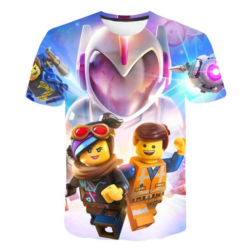Cross-border Amazon Trendy Summer Short-sleeved 3D Digital Printing Lego Big Movie T-shirt Children's T-shirt