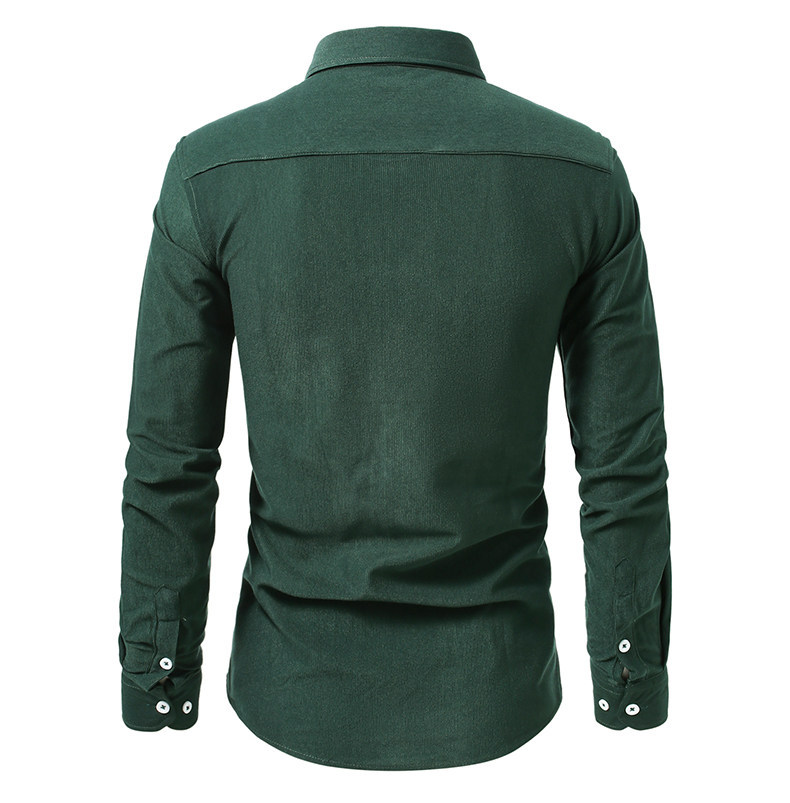 Men's Solid Color Corduroy Long-sleeve Shirt Jacket With Pockets_voghion.com