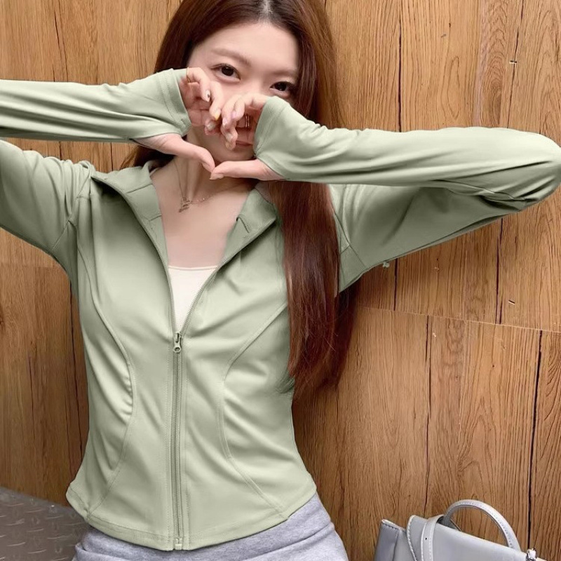 Windproof Slim Yoga Clothes Women's Stand-up Collar Zipper Sports Top Fitness Clothes Women_desvips.com
