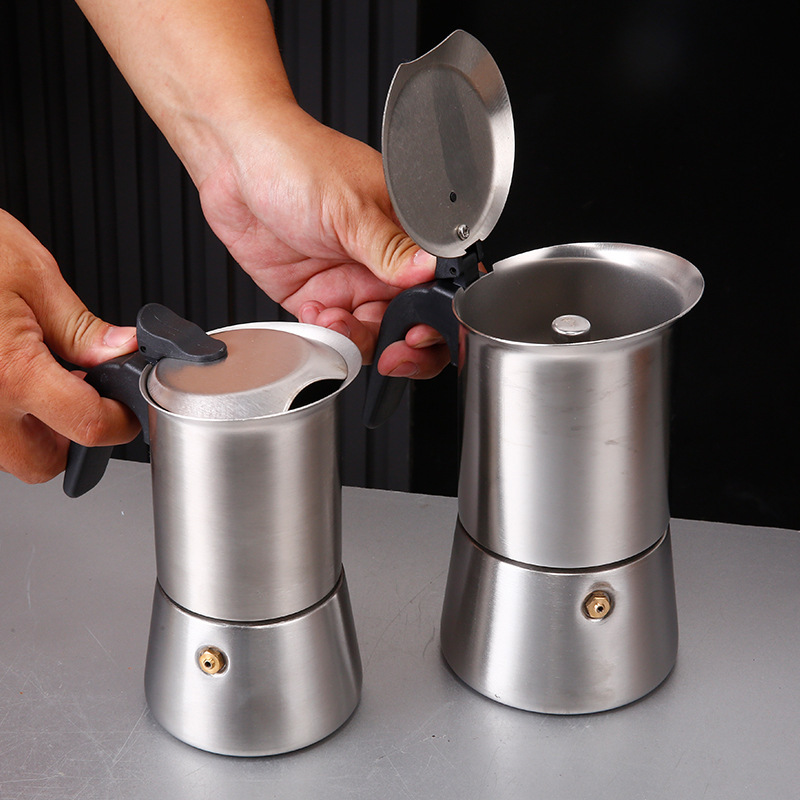 304 Stainless Steel Moka Pot, Household Espresso Pot, Italian Pressure Extraction Pot, Outdoor Camping Coffee Equipment 304 Stainless Steel Moka Pot, Household Espresso Pot, Italian Pressure Extraction Pot, Outdoor Camping Coffee Equipment
