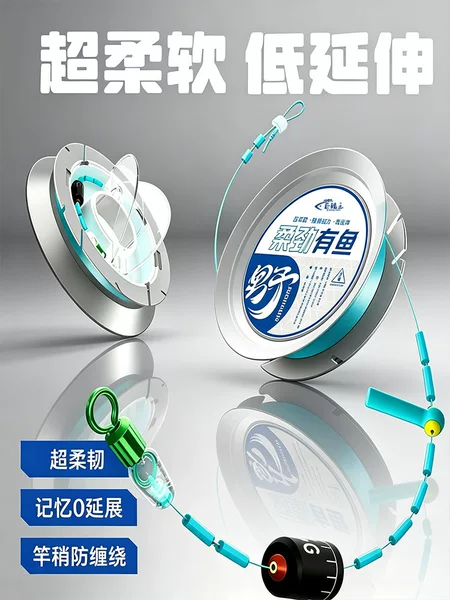 High-sensitivity, flexible fishing line set with no knots, pre-tied main line, upgraded fishing line with strong tensile strength, suitable for Tai fishing