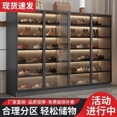 玻璃鞋柜收纳柜一体靠墙2025新款家用门口多层透明轻奢高级感鞋架