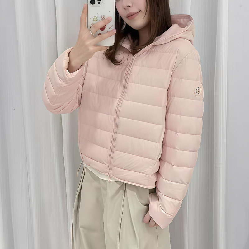 Women's lightweight down jacket from Pinghu, 90% duck down, new style, wholesale, fashionable, simple, plus size, hooded