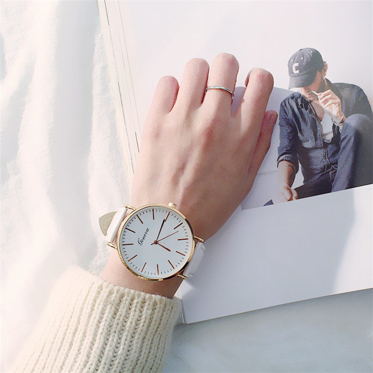 Reloj de cuarzo con correa retro informal para hombre y mujer, estilo coreano, sencillo, con esfera grande y tendencia de moda_voghion.com