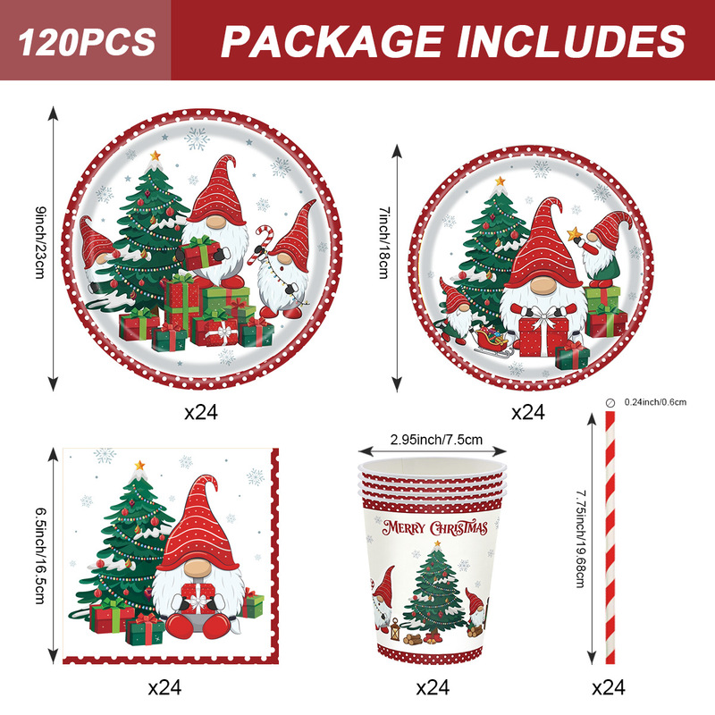 New Christmas Gnome Theme Party Disposable Paper Plates, Napkins, Paper Cups, Straws, Holiday Party Decoration Supplies New Christmas Gnome Theme Party Disposable Paper Plates, Napkins, Paper Cups, Straws, Holiday Party Decoration Supplies
