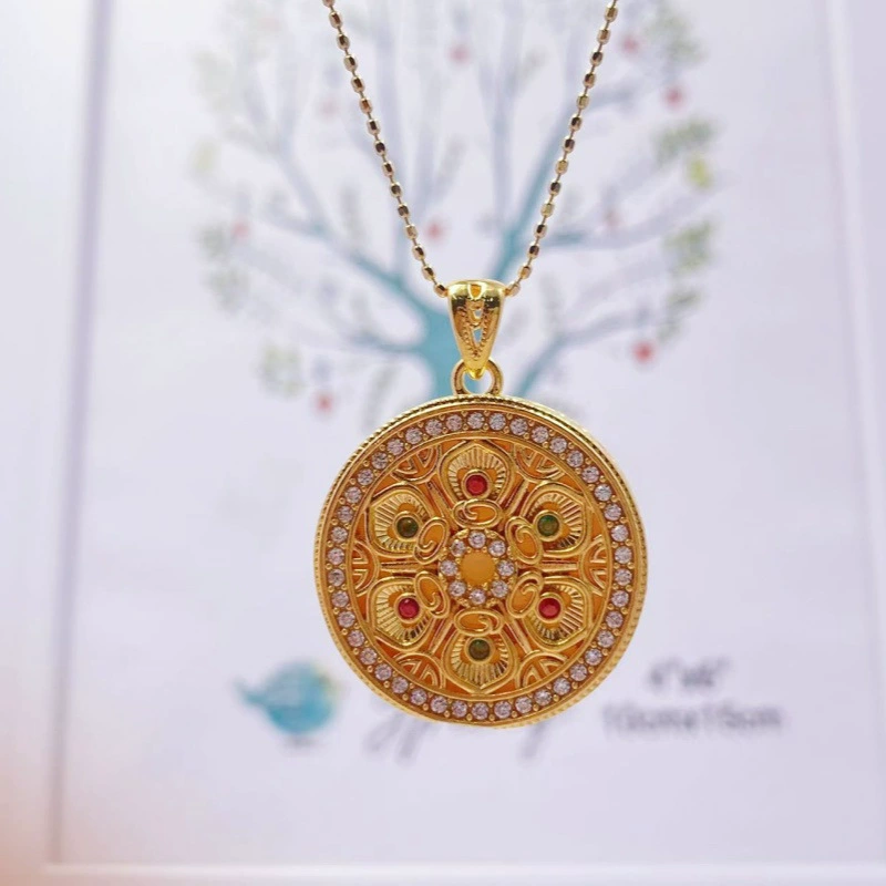 Подвеска-компас из золота 18 карат Au750, цветное золото, шестисимвольный манта-компас, легкая роскошная универсальная цепочка на ключицу, золото в форме ракушки