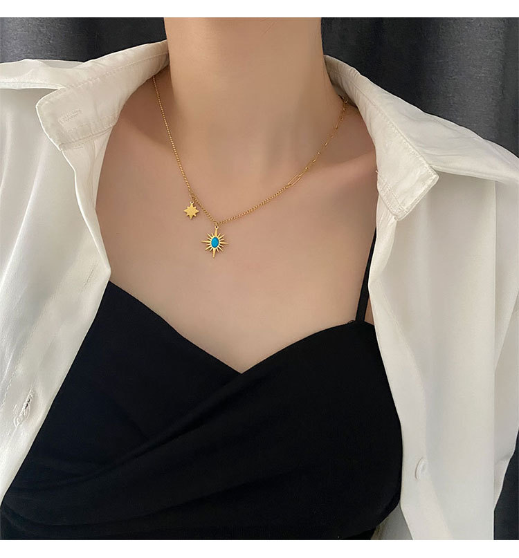 1 Piece Quantity Daily Occasion Vacuum Plating Real Gold Plated 18K Gold Gold Plating Silver Plated Hexagram 304 Stainless Steel Retro Waterproof Non Tarnish Titanium Steel Pendant Necklace