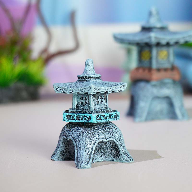 Linterna de piedra decoración de paisaje pecera paisajismo nueva lámpara de piedra de resina linterna de palacio accesorios antiguos linterna de piedra antigua