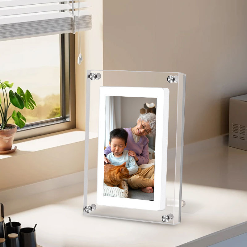Cross-border 5 inch transparent acrylic digital photo frame IPS HD electronic photo album intelligent photo album advertising machine manufacturers