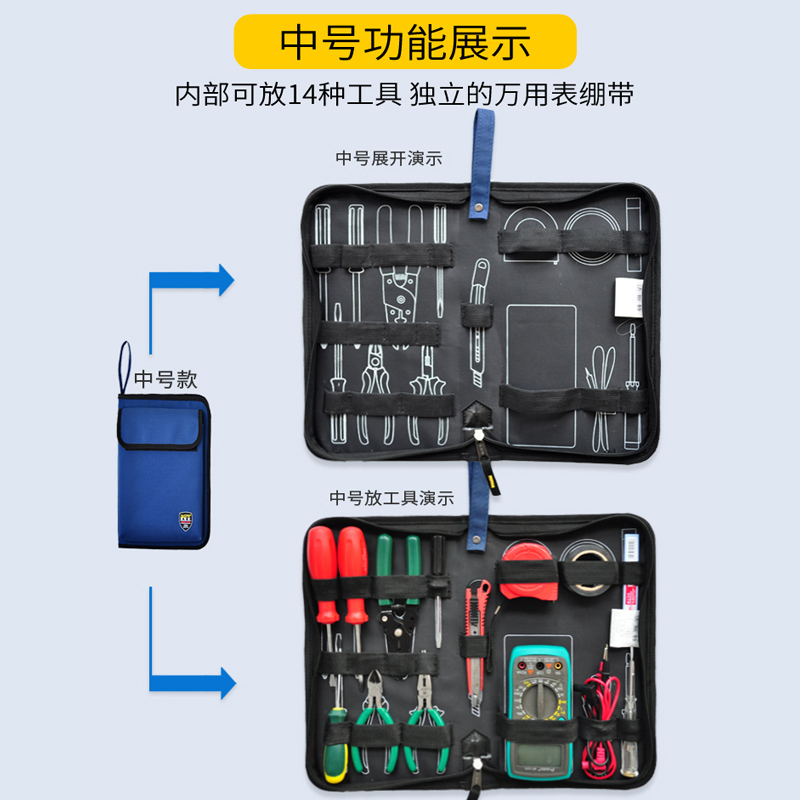 Kit de herramientas eléctricas rápido pequeño portátil lienzo multifuncional mantenimiento portátil bolsa de almacenamiento de herramientas de red doméstica
