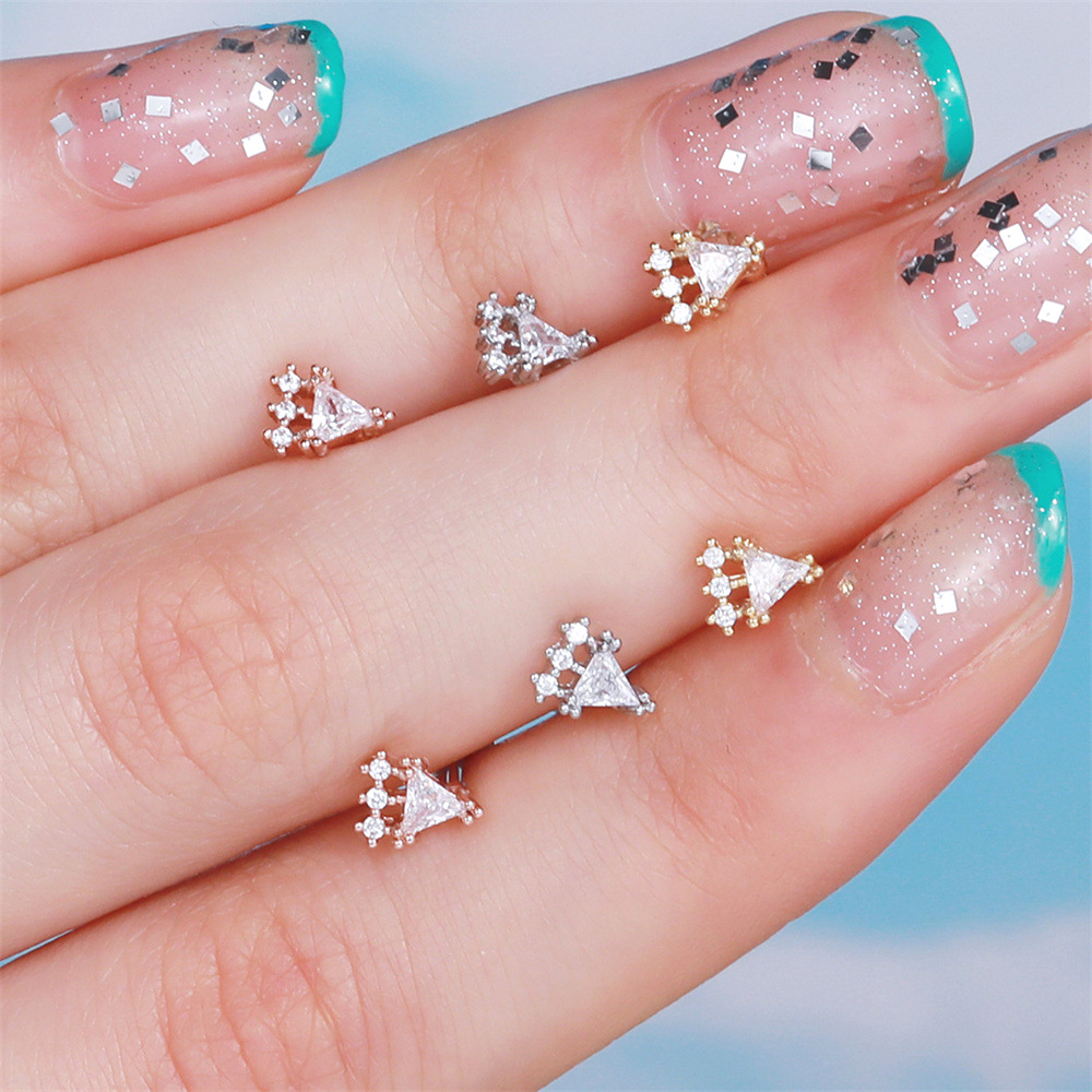 new simple small copper ear bone studs geometric female earrings