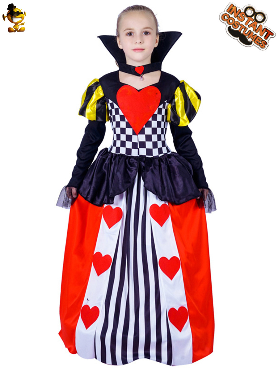 Halloween niños niña rojo melocotón reina princesa vestido niña rojo corazón reina traje Cosplay