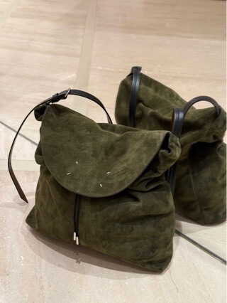 Margiela Suede Hobo Drawstring Large Capacity Commuter Flip Shoulder Bag Crossbody Genuine Leather Women's Bag