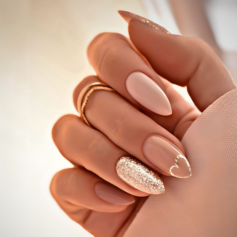 Cross-border Europe and the United States to wear 24 pieces of nail piece love glitter French nail patch removable female nail piece wholesale Cross-border Europe and the United States to wear 24 pieces of nail piece love glitter French nail patch removable female nail piece wholesale