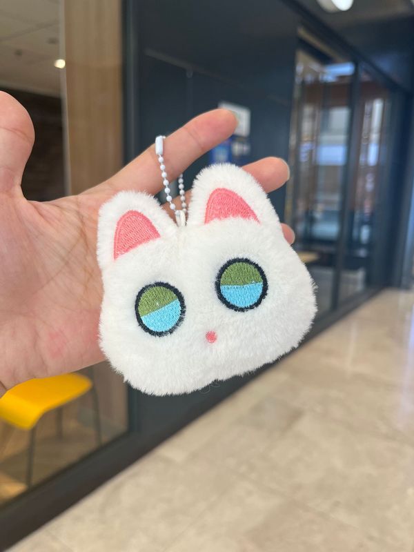 新款大眼黑猫吱吱叫小挂件毛绒公仔可爱黑色小猫猫钥匙扣情侣礼物|undefined
