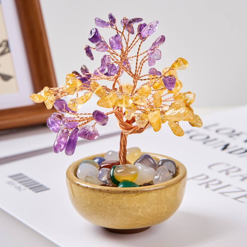 天然水晶フォーチュンツリークリスタルツリークリスタルシトリンライフツリー工芸品装飾品樹脂ハイエンドニッチ新製品|undefined