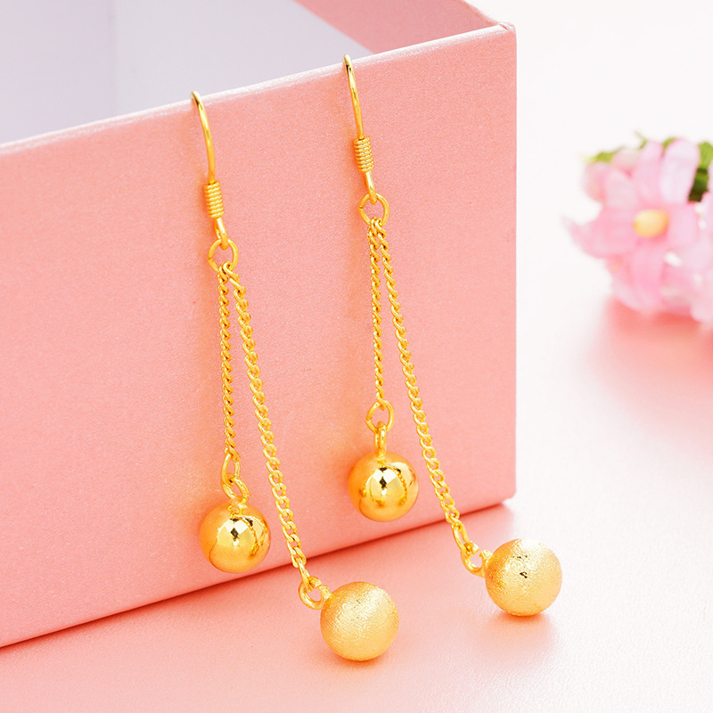 Pendientes de camelia de estilo antiguo Pendientes de verano de alta calidad para niñas con borlas Pendientes de oro de arena vietnamita que no se desvanecen durante mucho tiempo