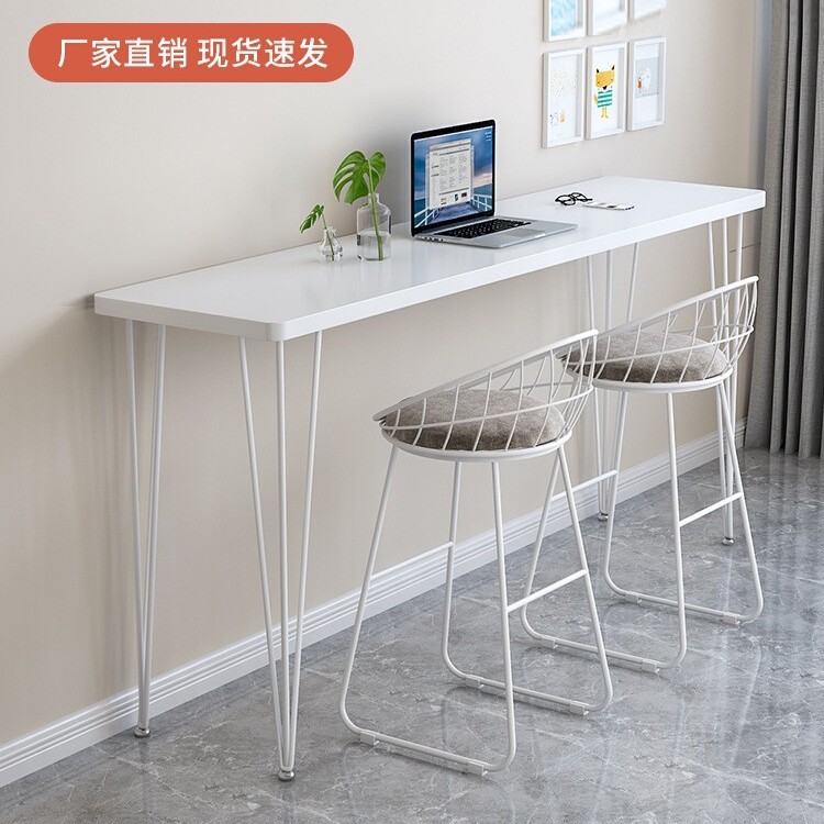 Wall-Mounted Bar Table, Home Balcony Leisure High Table, Living Room Partition Long Table, Commercial Small Narrow Table and Chair Combination