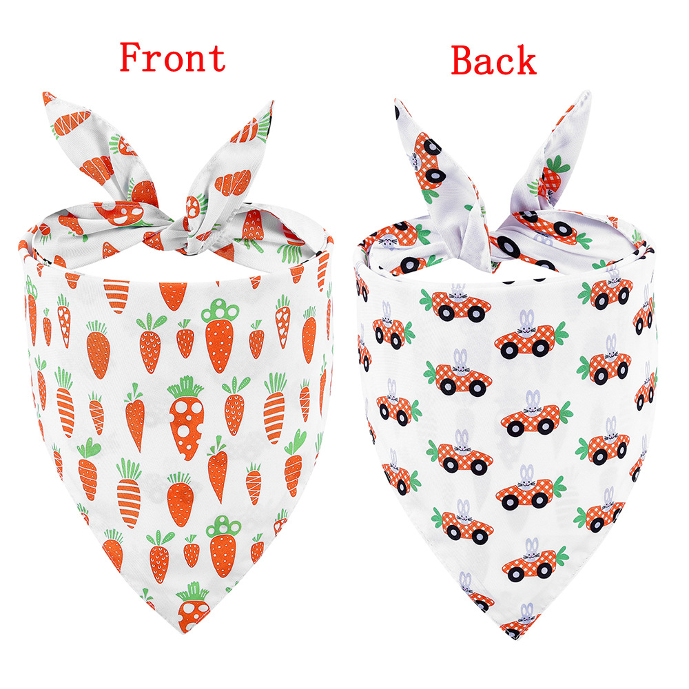 Fabricante en stock transfronteriza nueva Pascua mascota triángulo toalla conejo zanahoria patrón mascota bufanda triángulo toalla