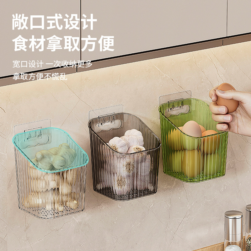 생강과 마늘 보관함 3개, 작은 크기, 진한 녹색